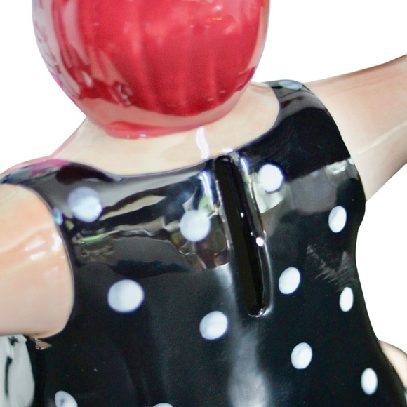 Rare Retro Polka Dot Swimsuit Piggy Bank | Unique Hand-Painted Ceramic Decor - Picture 6 of 15